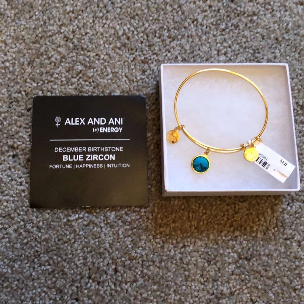 Alex and Ani blue zircon / emerald bracelet